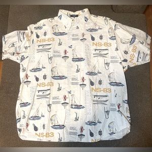 Nautica NS-83 graphic button down shirt XL EUC